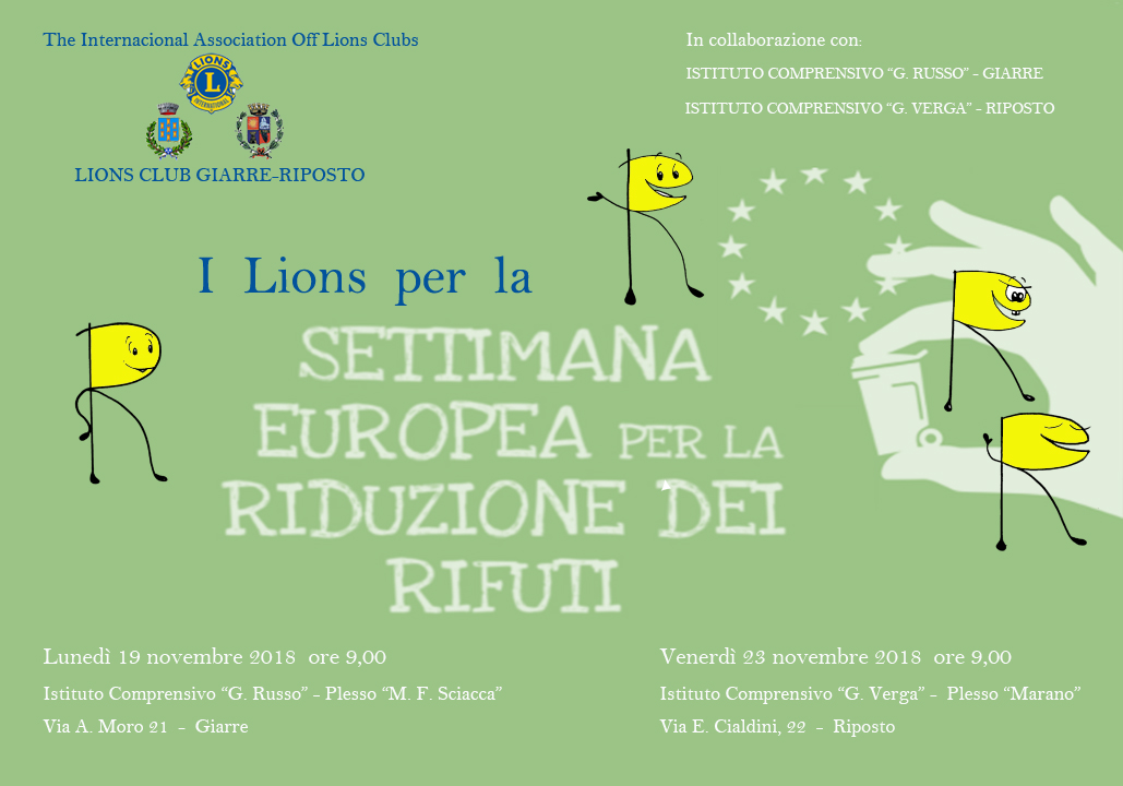 Il Lions Giarre-Riposto per la settimana europea riduzione rifiuti
