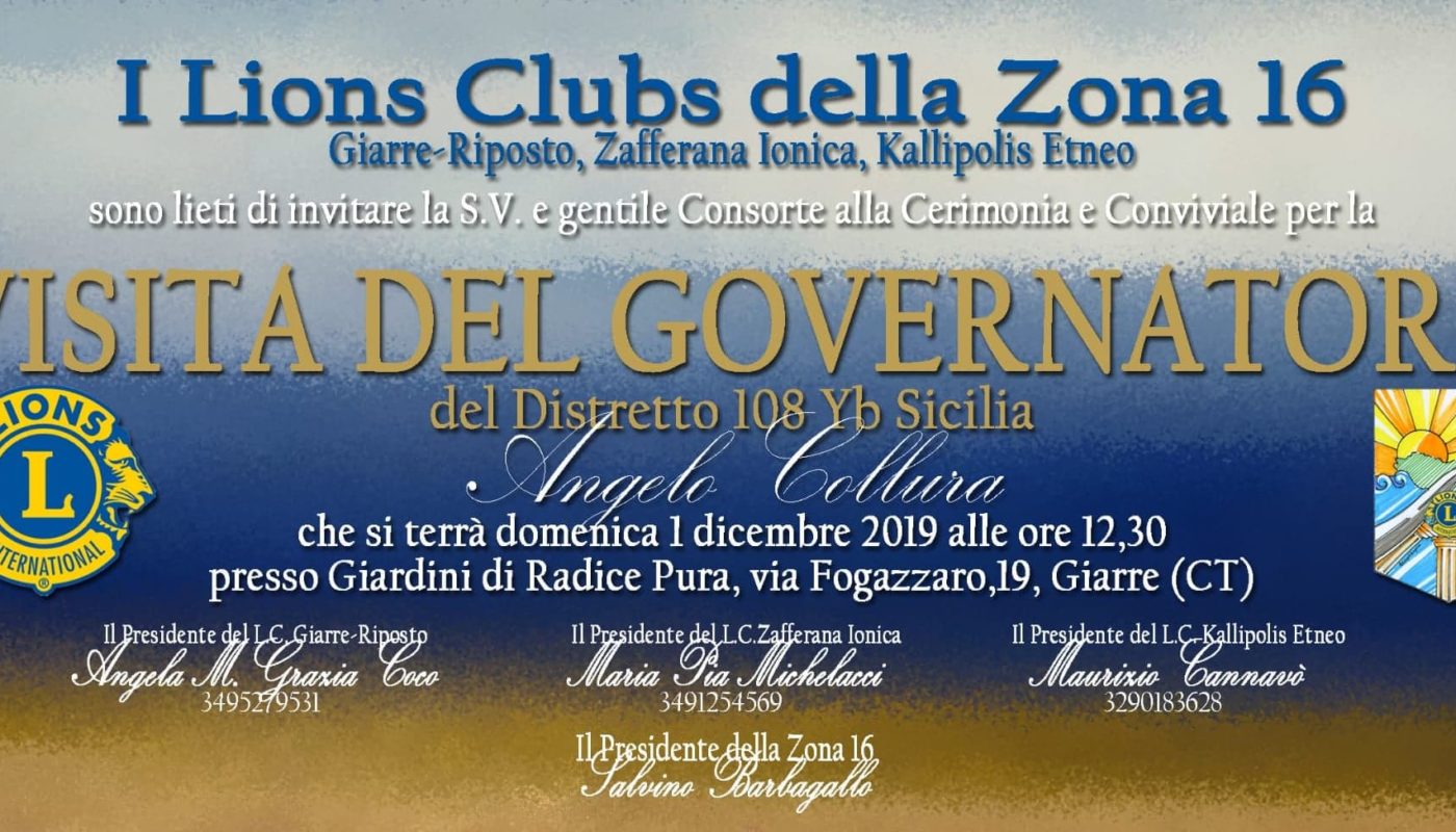 DOMENICA 1 DICEMBRE VISITA DEL GOVERNATORE