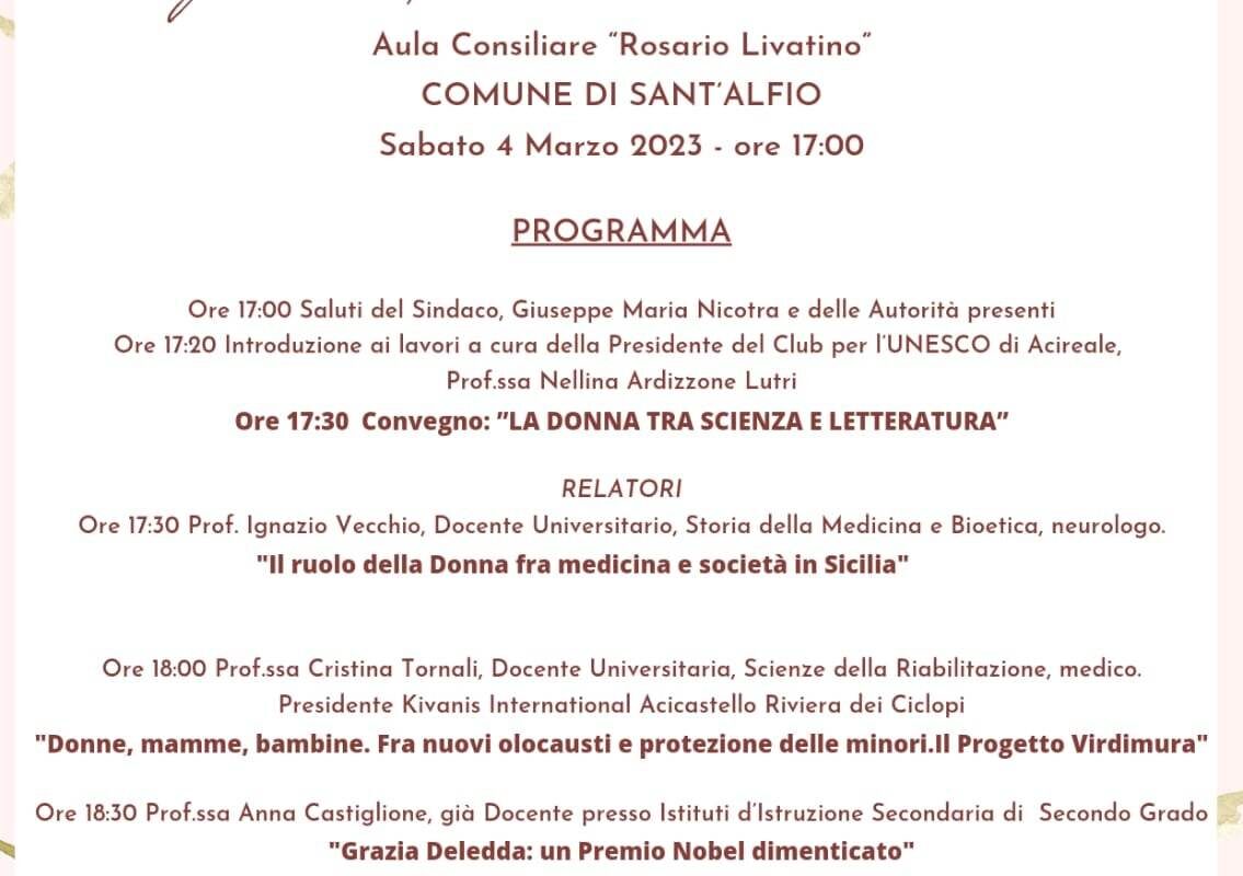 IL 4 MARZO CONVEGNO SULLA DONNA A SANT’ALFIO