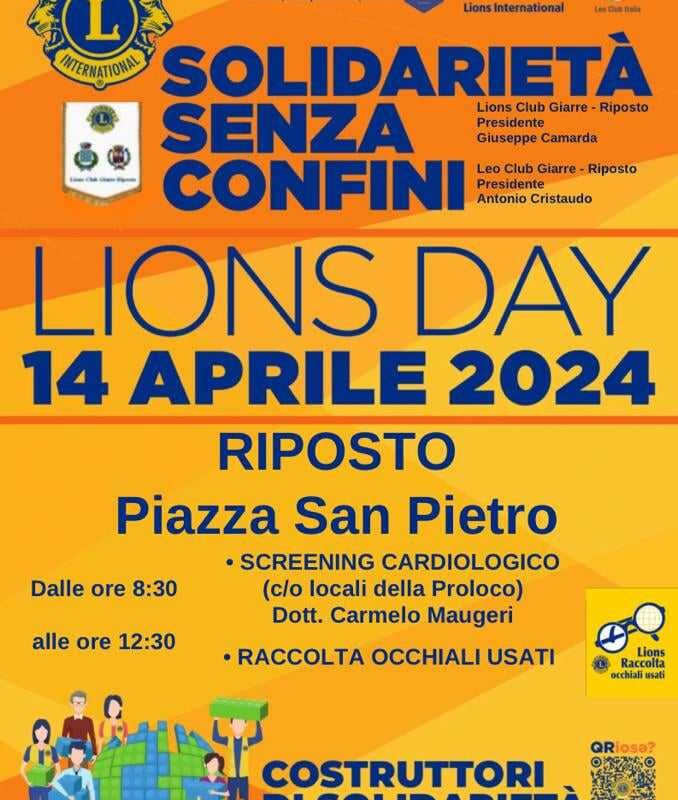 LIONS DAY, IL 14 APRILE SCREENING CARDIOLOGICI E RACCOLTA OCCHIALI USATI A RIPOSTO