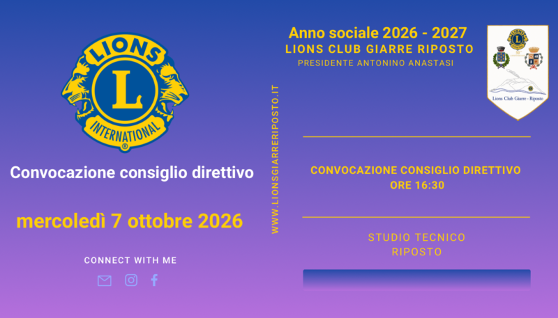 Convocazione Consiglio direttivo di Club
